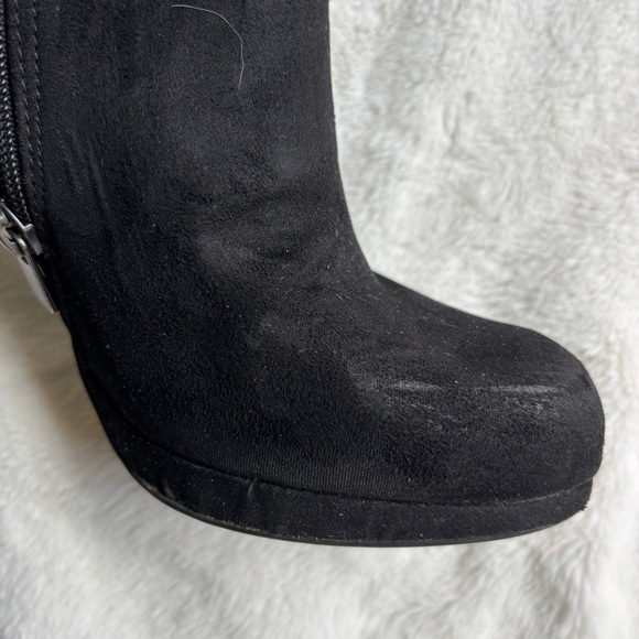 Le Château Stiletto Ankle Boots Black Suede Look Platform Booties Size 10/40 - Picture 7 of 12
